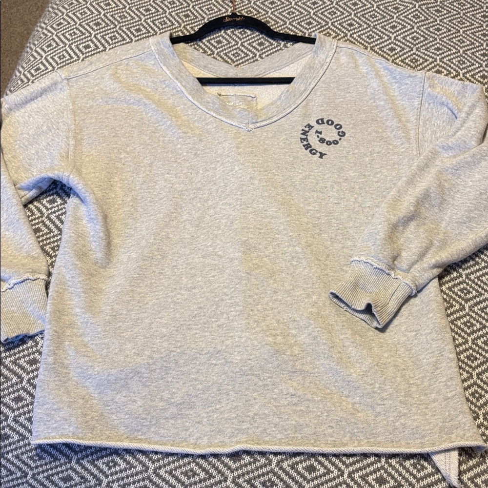 Aerie Heather Gray Knit Top Sweatshirt